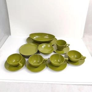 Vintage Melmac Melamine Dish Set Green 1960's Allied Chemical Mid Century - Picture 1 of 12