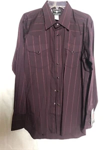 FLYING R R R RANCHWEAR WESTERN COWBOY SHIRT GESTREIFT IN DEN USA HERGESTELLT PERLENDRUCKKNOPF HERREN M/L - Bild 1 von 4