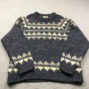 VINTAGE Irish Sweater Mens 40 Small Blue Gray Gaeltarra Crewneck Wool Knit Heavy