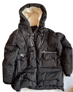 Giacca tampone OROLAY nera taglia 3X Sherpa foderata con cappuccio piumino anatra nuova con etichette calda nuova - Foto 1 di 12