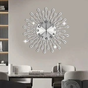 19.7 Inch Large Wall Clock Modern Big Crystal Non-Ticking Quiet Wall Clock Decor - Picture 1 of 18