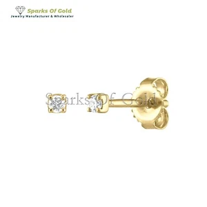Natural Diamond Prong Set Classic Stud Earrings 14k Yellow Gold Fine Jewelry Gif - Picture 1 of 5