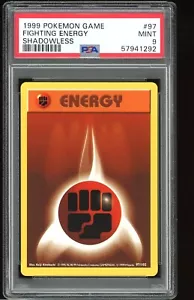 1999 Pokemon SHADOWLESS BASE SET #97 - Fighting Energy - PSA 9 MINT - Fresh Cert - Picture 1 of 2