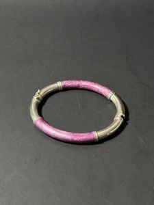 Pulsera vintage Milor Italia plata de ley 925 esmalte púrpura/rosa - Imagen 1 de 16
