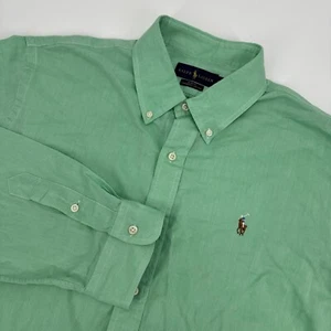 Camisa Ralph Lauren Para Hombre Grande Verde Cambray Oxford Abotonada Manga Larga L@@K - Imagen 1 de 10