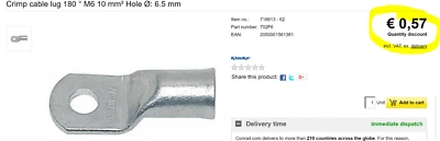 (10) 4 AWG x 1/4” Tinned Copper Cable Lugs Ring Terminals Welding / Battery [OFF - Image 1 of 4