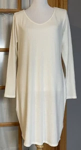 My Bump Women’s Maternity Casual Dress L Ivory Fleece Long Sleeves Stretch USA - Picture 1 of 9
