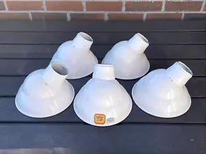 Lot 5 Vtg Angled Gas Station Sign Barn Light Shade White Porcelain Enamel 2.5"x8 - Picture 1 of 24