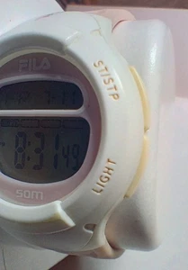 FILA 38 213 series, wite Tone Band Rose Tone Bezel Quartz Digital Ladies Watch - Picture 1 of 4