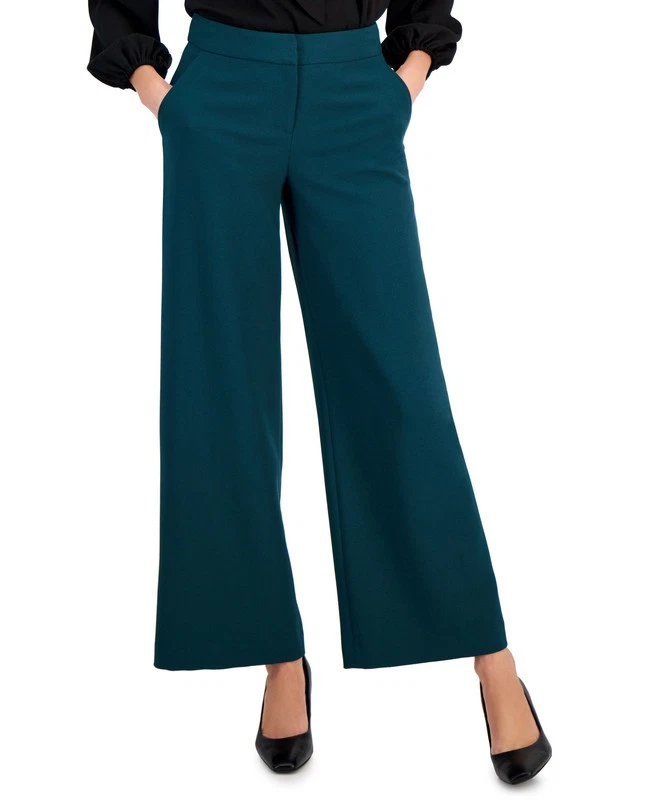 Tahari ASL Women's High-Rise Wide-Leg Pants (Hunter, 2) - Imagem 1 de 2