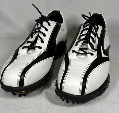 Callaway XTT 男式高尔夫鞋 9.5 码全新白色黑色皮革 — 第 1/4 张图片