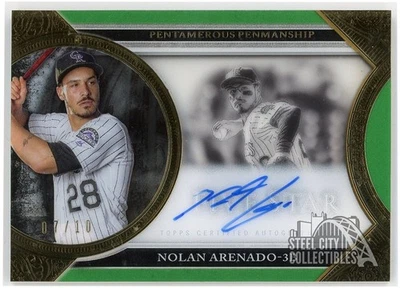 Nolan Arenado 2020 Topps Five Star Pentamerous Penmanship Green Auto 07/10 - Image 1 of 2