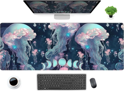 Tappetino Da Scrivania Anime Con Meduse, Blu Neon XL, per Mouse, Da Gioco, Ocean - Immagine 1 di 4