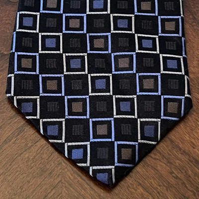Corbata de cuello Paul Dione azul negra 100 % seda para hombre hecha en China Foto 1 de 4