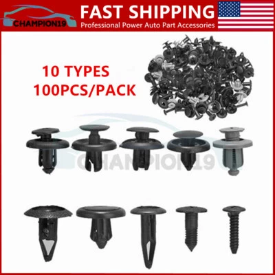 Juego de remaches de tornillo de maletero de 100 piezas para clips de sujeción de plástico automático guardabarros de parachoques de coche Foto 1 de 4