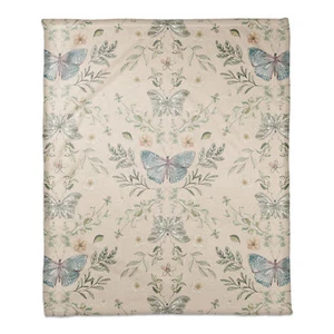 Creative Products Cream Butterfly Pattern 50 x 60 Coral Fleece Blanket - Picture 1 of 3