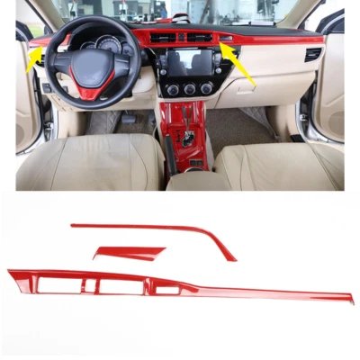 Tira de instrumentos de consola central de fibra de carbono roja para Toyota Corolla 2014-2016 Foto 1 de 4