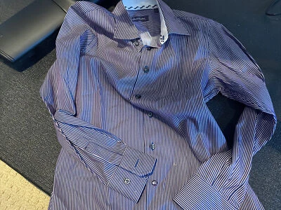 Boys Robert Graham Button Down Shirt in Striped purple - Size Medium 10/12 - Image 1 of 3