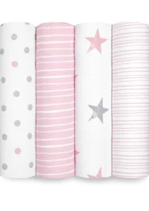 aden + anais Essentials Muslin Swaddle Blankets for Baby Girls - Picture 1 of 6