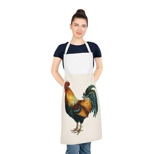 Rustic Rooster Apron, Farmhouse Cooking Gift, Kitchen Decor, Chef's Apron, - Picture 1 of 4