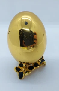 Gorgeous Risis 24k Gold Plated Egg Paperweight With Stand 2.75” Tall On Stand - Picture 1 of 6