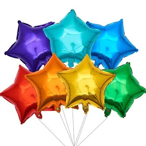 17 Inch Star Mylar Balloons 21pcs Rainbow Big Foil Helium Balloons Multi Ball... - Picture 1 of 4
