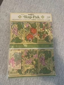 Vintage gift wrap Rap Pak Buzza with card ribbon bow sealed 4 seasons design - Picture 1 of 5