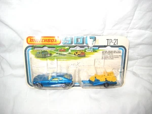 MIP Matchbox TP-21 blu 1978 #67 Datsun 260Z & 1979 rimorchio moto con giallo - Foto 1 di 6
