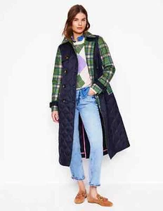 Gabardina acolchada a cuadros Boden azul marino/verde para mujer 12 nueva con etiquetas - Imagen 1 de 3