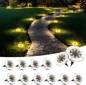 Solar Lights Outdoor Waterproof, 12 Pack Solar Ground Lights, Solar Garden Light - Picture 1 of 12