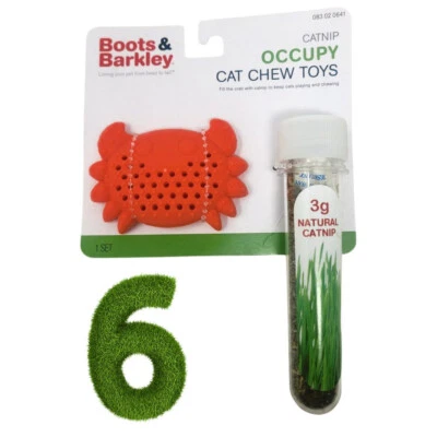 TARGET 6 Pk Occupy Cat Chew Crab Toy 3 Grams Of Natural Catnip & Holder Boots & Barkley
