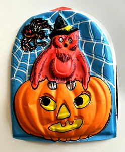 Vintage HALLOWEEN OWL PUMPKIN SPIDER Wall Decor Plastic 3-D - Picture 1 of 7
