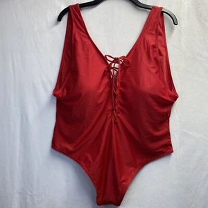 Traje de baño de una pieza con tirantes cruzados talla grande espalda abierta para mujer 4X rojo acolchado nuevo sin etiquetas - Imagen 1 de 16