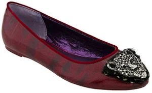POETIC LICENCE TURKISH DELIGHT RED FLATS SLIP ON SHOES ANIMAL JEWELS FAUX FUR - Picture 1 of 2