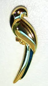 Liz Claiborne Gold Tone Inlay Parrot Brooch Pin - Picture 1 of 2