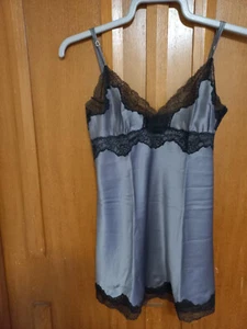 Elle Macpherson intimates grey & black chemise, slip, camisole, size S - Picture 1 of 9