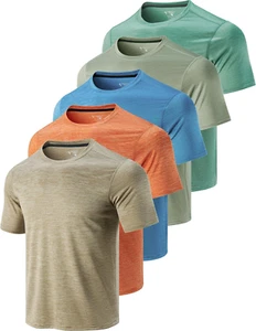 5 Pack Men Active Quick Dry Crew Neck T Shirts Athletic Running Gym S, M, L, XL - Picture 1 of 12
