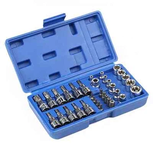 34Pc  3/8 Drive  Torx Star Bit Socket E-socket Set Handheld Tool + Case - Bild 1 von 10