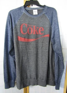Coca Cola Blue/Gray Logo Cotton/Poly Long Sleeve T-Shirt Men's Size L (42-44) - Picture 1 of 3