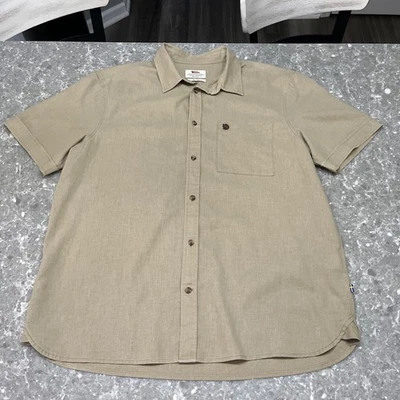 Fjallraven Ovik Travel Shirt Mens XL Brown Hemp Blend Button Up Relaxed Fit - Image 1 of 4