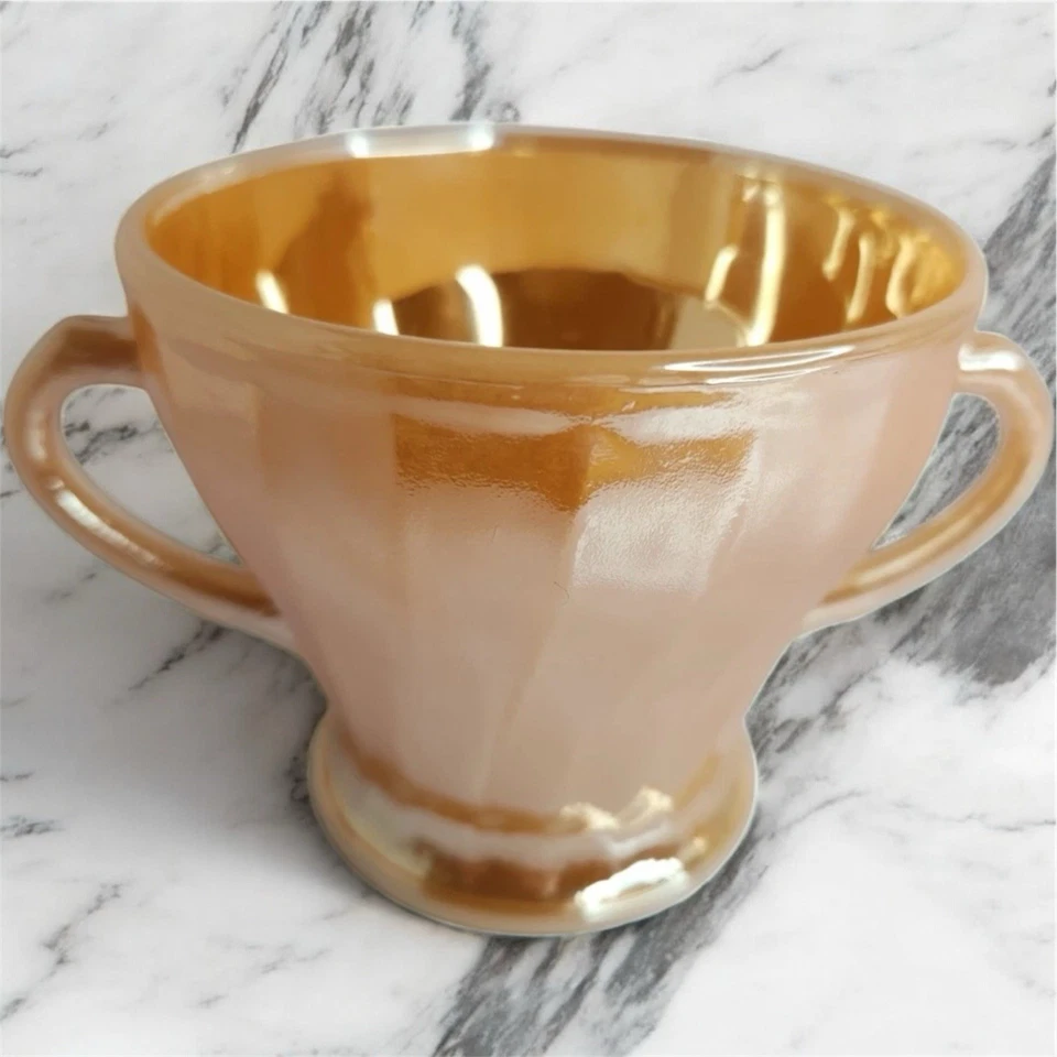 Fire King Peach Lustre Sugar Bowl Anchor Hocking Vintage MCM 3.5” USA Retro - Image 1 of 4