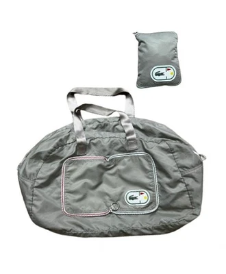 Lacoste Croc Pocket Duffle Bag Light Grey Lightweight Nylon Zips Into Pouch* - Image 1 of 4