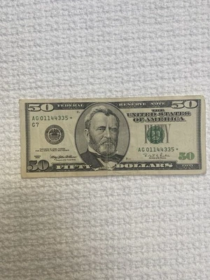 1996 Star Note $50 Bill Low Serial Number 01144335 - Image 1 of 4