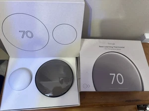 Google Nest Learning Thermostat (4th gen) w/ Temperature Sensor (Black) Open Box - Picture 1 of 1
