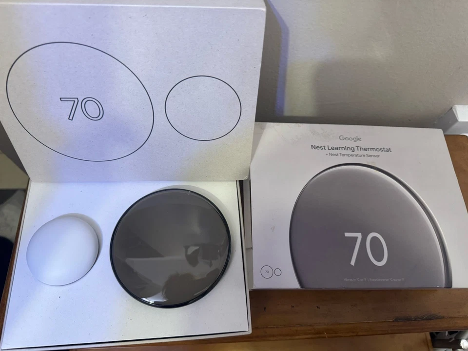 Google Nest Learning Thermostat (4th gen) w/ Temperature Sensor (Black) Open Box - Image 1 of 1