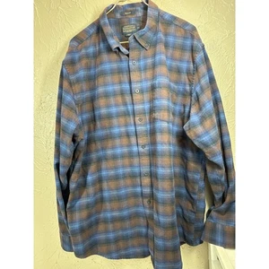 Pendleton Button Down Shirt Mens Flannel Blue Brown LS Mason Plaid Size XXL - Picture 1 of 6