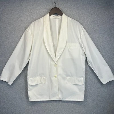 Sonia Rykiel Paris 开衫夹克女式大号白色 2 按钮披肩领  — 第 1/4 张图片