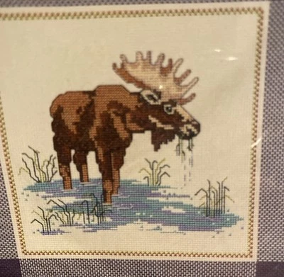 Vintage CREATIVE CIRCLE #1662 Wilderness Moose Cross Stitch Kit NIP - Image 1 of 4