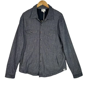 Happy Earth Jacke Herren mittelgrau Fischgrät Bio Baumwolle Hemdjacke - Bild 1 von 18