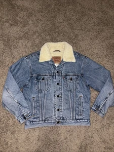 VTG Levi Strauss Sherpa Forro de vellón Chaqueta de mezclilla Trucker Azul 70520 Mediana - Imagen 1 de 10
